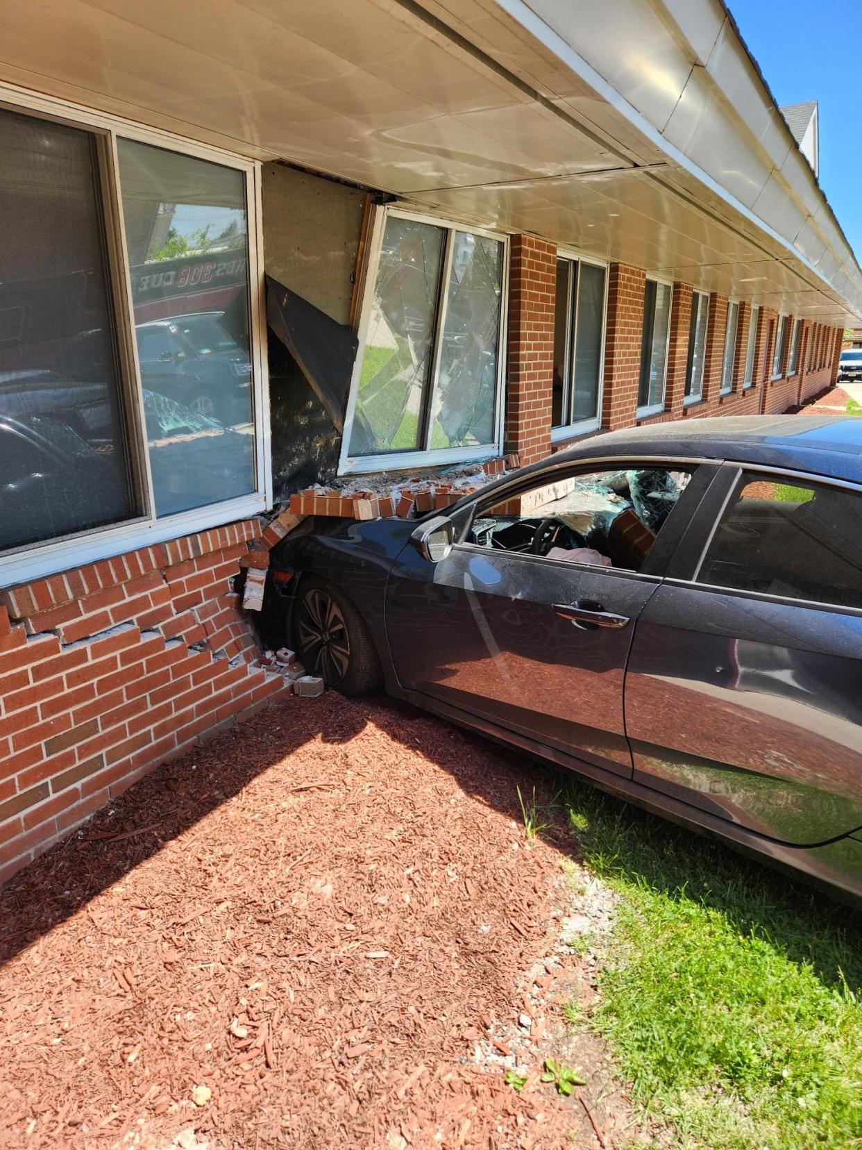 A 2017 Honda Civic slammed into the side of the New Jersey Expanding Capabilities Center in Little Ferry on Tuesday, May 7.
