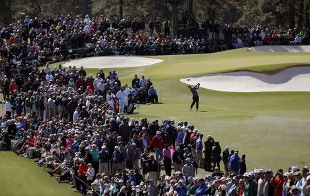 Charley Hoffman of the U.S. hits off the third tee in second round play during the 2017 Masters golf tournament at Augusta National Golf Club in Augusta, Georgia, U.S., April 7, 2017. REUTERS/Mike Segar