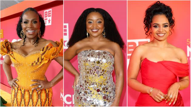 Sheryl Lee Ralph, Quinta Brunson and Kyla Pratt at the 2023 NAACP Image Awards red carpet on Saturday night.