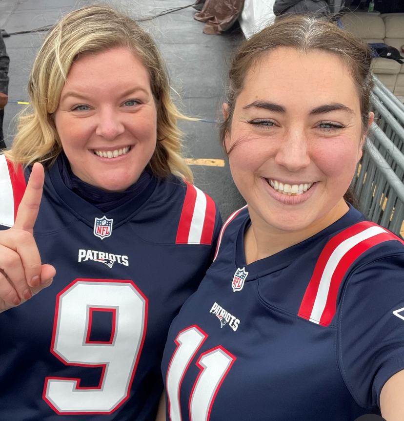 Erin Truex and Molly Winsten take time out for a selfie during taping of the Food Network's "Tailgate Takedown."