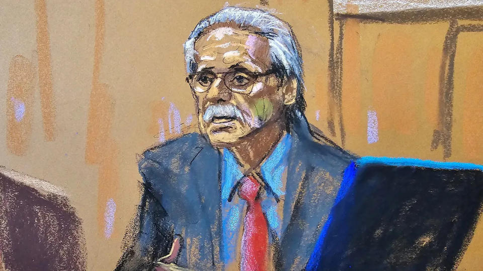 David Pecker is questioned during former U.S. President Donald Trump's criminal trial