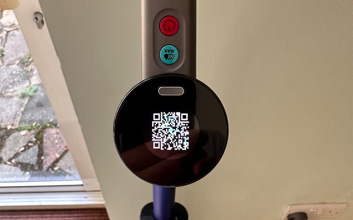 The QR code on the Dyson Wash G1's screen