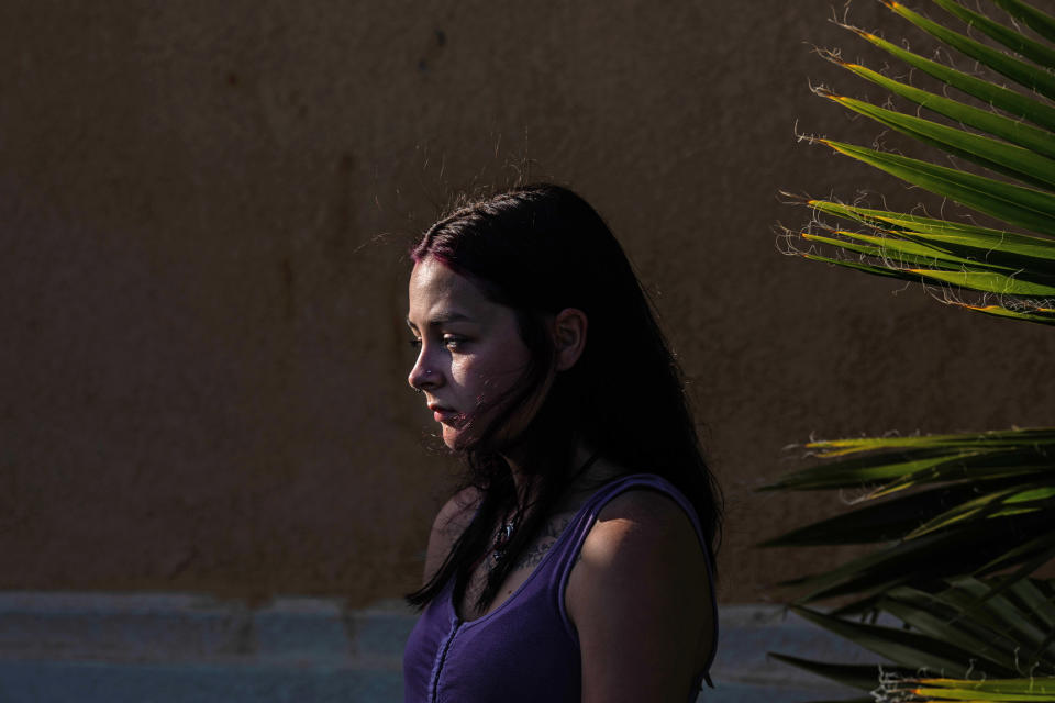 Hannah Crisostomo, 20, outside her home in Menifee, Calif. (Alex Welsh for NBC News)
