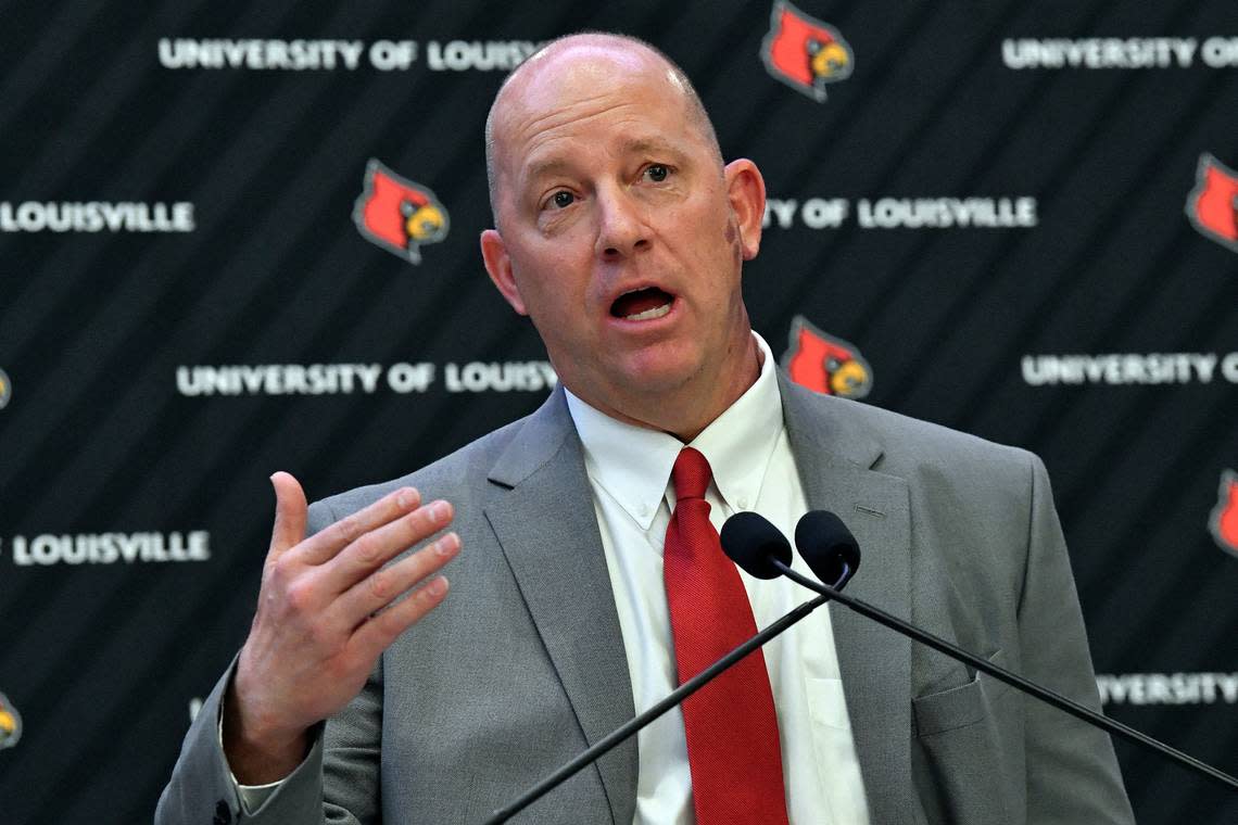 Jeff Brohm, who went 36-34 in six seasons at Purdue, rejoined his alma mater, Louisville, as head coach on Thursday.