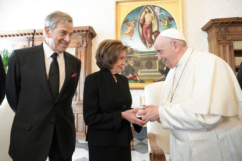 U.S. Speaker of the House Nancy Pelosi meets with Pope Francis at the Vatican