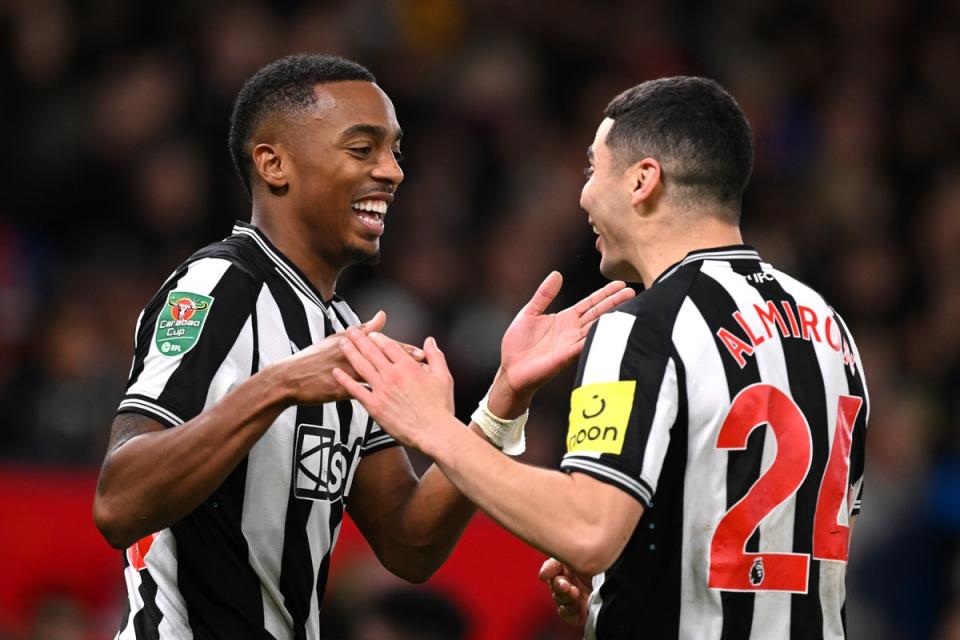 Joe Willock and Miguel Almiron both scored at Old Trafford as Newcastle cruised to victory (Getty)