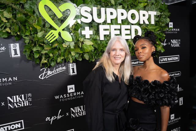 <p>Michael Kovac / Getty Images for Support & Feed</p> Maggie Baird and Janelle Monáe in Los Angeles on Oct. 24, 2023