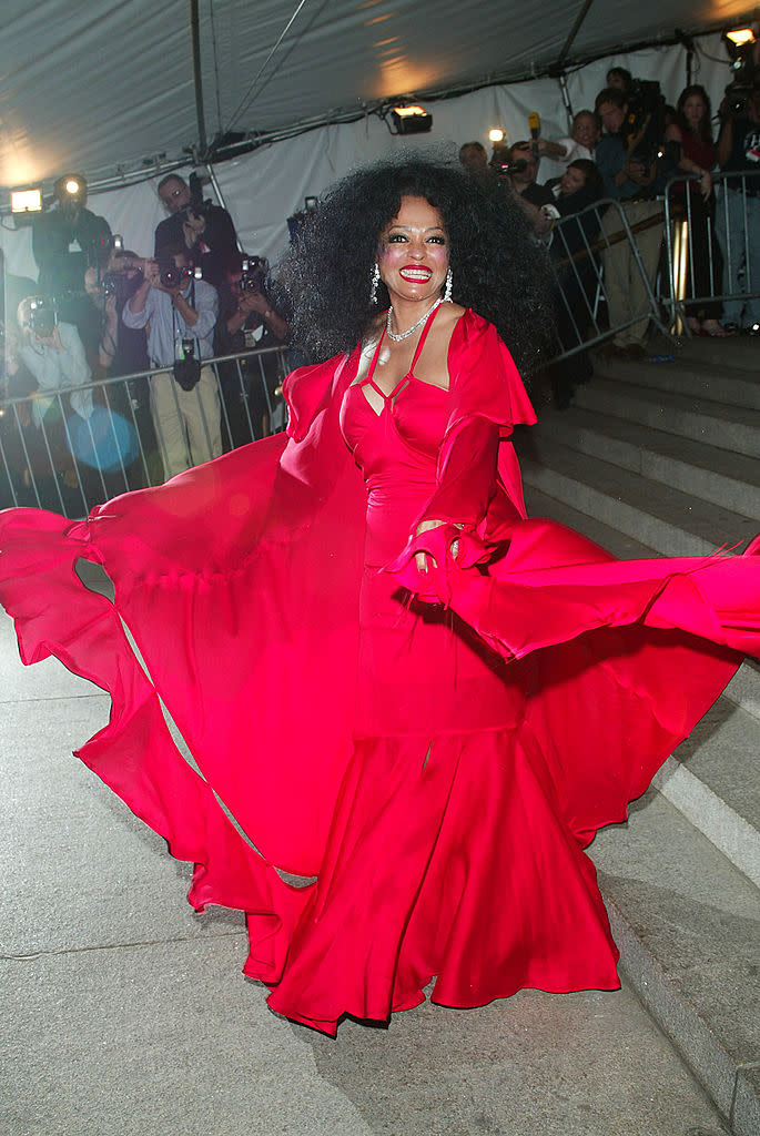 NEW YORK - APRIL 28:  (US TABS AND HOLLYWOOD REPORTER OUT) Singer Diana Ross arrives at the Metropolitan Museum of Art Costume Institute Benefit Gala sponsored by Gucci April 28, 2003 at The Metropolitan Museum of Art in New York City. (Photo by Evan Agos