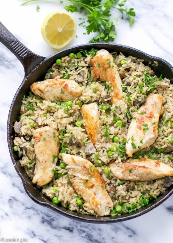 <p>Cooking LSL</p><p>One-pan chicken and brown rice with vegetables—simple and effortless meal, made on the stovetop in just one pan and loaded with flavor.</p><p><strong>Get the recipe: <a href="https://cookinglsl.com/one-pan-chicken-and-brown-rice-with-vegetables/" rel="nofollow noopener" target="_blank" data-ylk="slk:One-Pan Chicken and Brown Rice with Vegetables;elm:context_link;itc:0;sec:content-canvas" class="link rapid-noclick-resp">One-Pan Chicken and Brown Rice with Vegetables</a></strong></p>