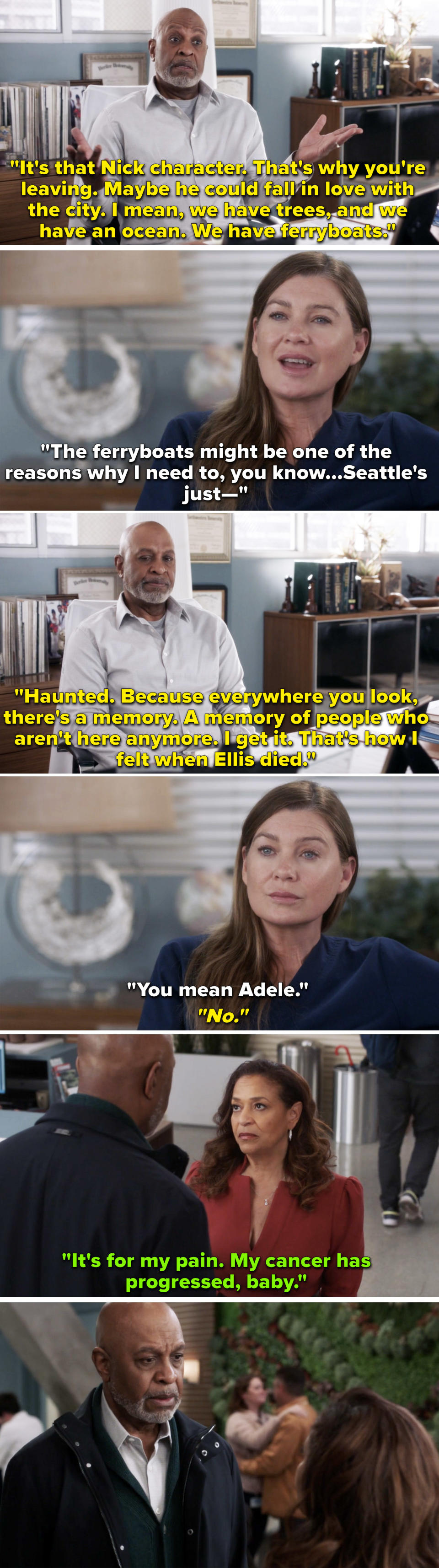 Richard tells Meredith how Seattle is haunted because everywhere, there are memories of people who aren't there anymore, like Ellis
