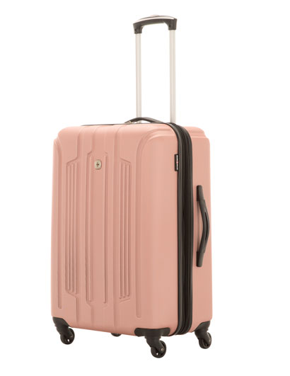 SWISSGEAR Apex luggage in rose gold. Image via Best Buy.