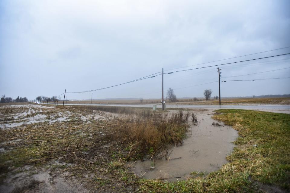Farmland near M-100 and State Road in Eagle Township, seen Wednesday, April 5, 2023.