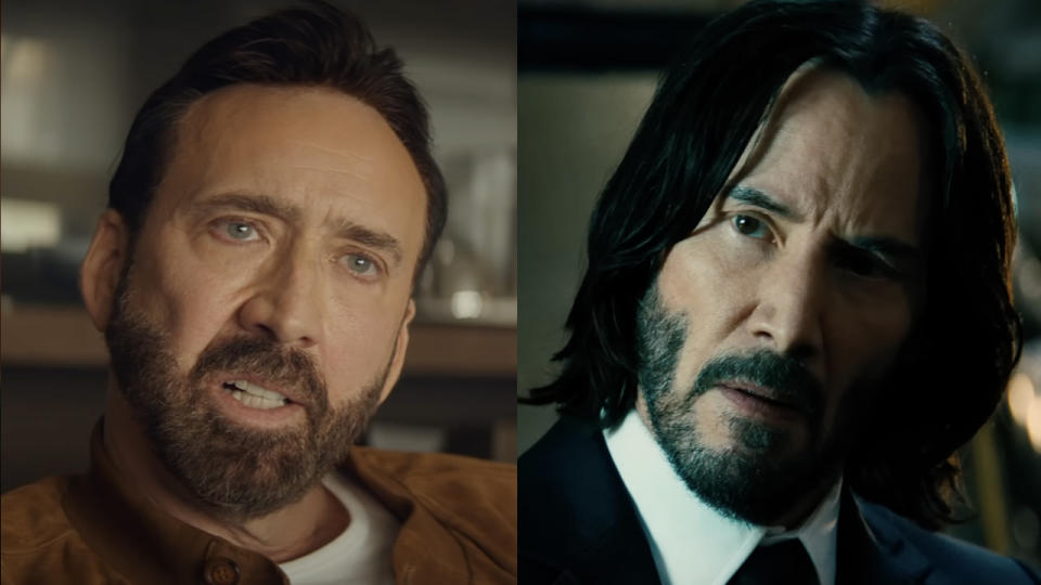  Nic Cage in The Unbearable Weight of Massive Talent, Reeves starring in John Wick: Chapter 4 
