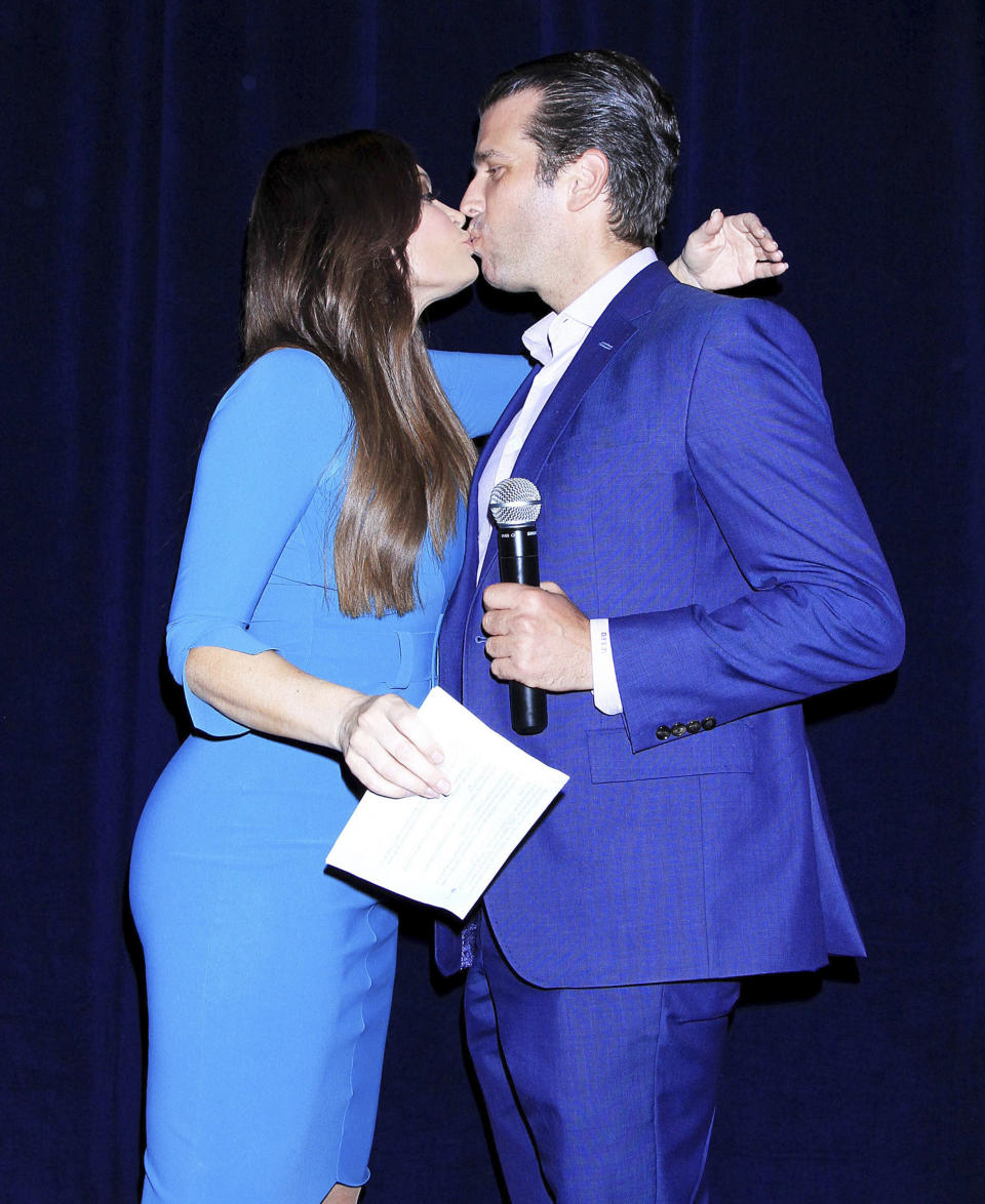 Photo by: Raoul Gatchalian/STAR MAX/IPx 2018 9/27/18 Donald Trump Jr. and Kimberly Guilfoyle at a reception in honor of Danny Tarkanian in Las Vegas, Nevada.