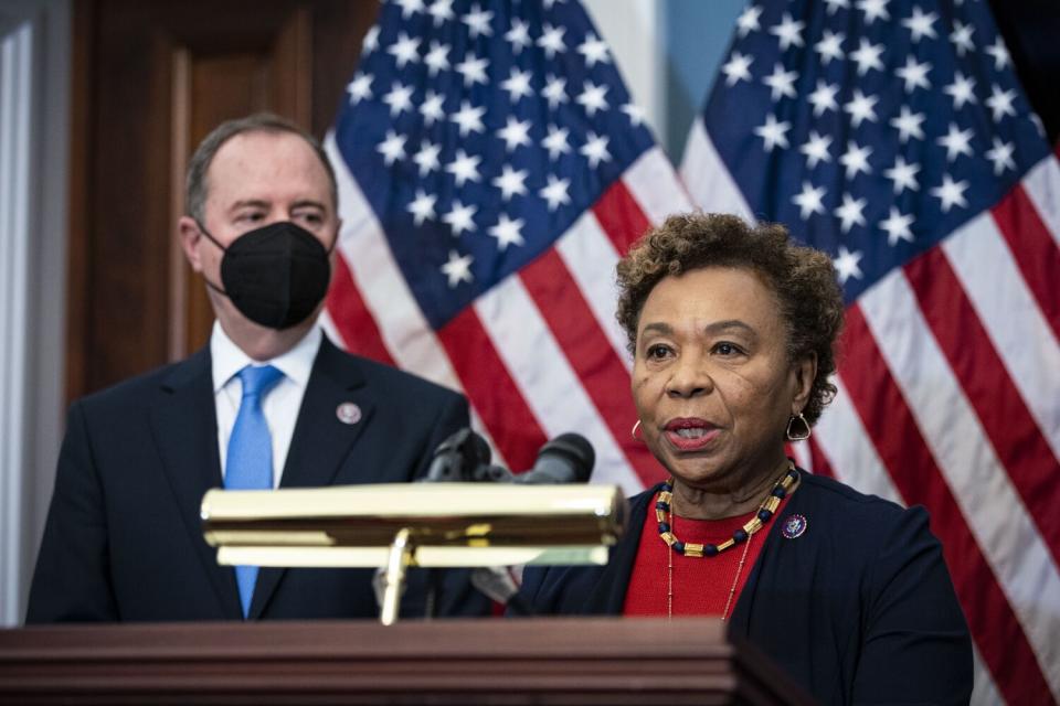 Rep. Barbara Lee speaks at the U.S. Capitol.