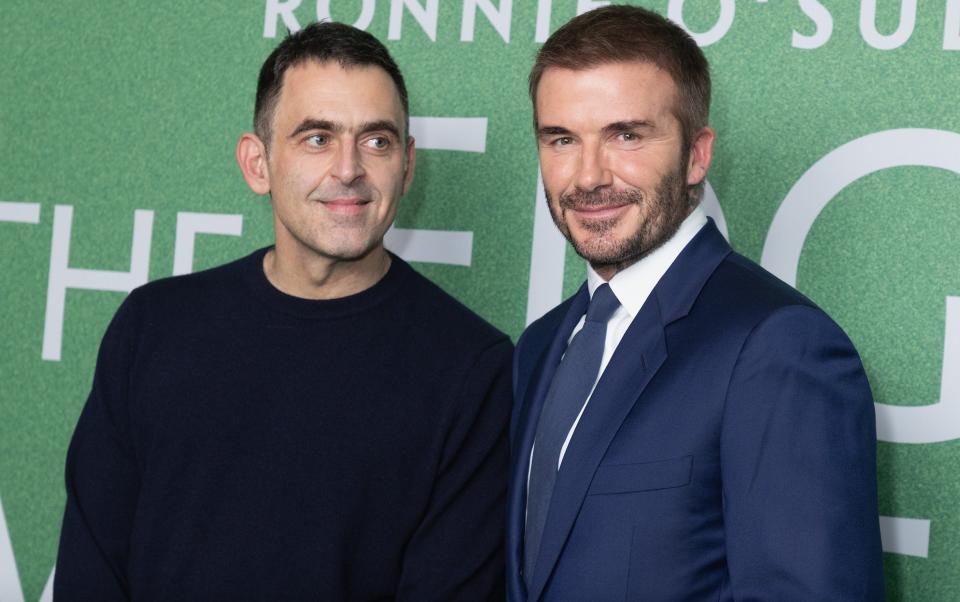 Ronnie O'Sullivan with David Beckham at the premier of 'The Edge of Everything'