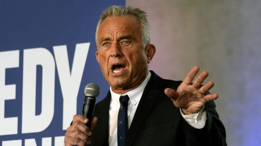 Independent Presidential Candidate Robert F. Kennedy Jr. speaks to supporters during a campaign event March 30, 2024, in Los Angeles. (Richard Vogel, Associated Press )