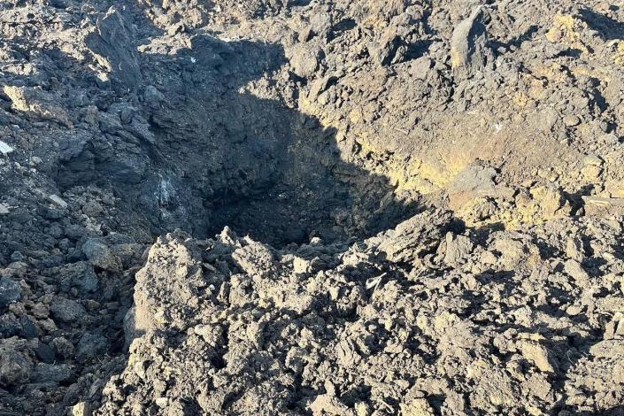 Officials posted this picture of a crater as they shared news of the strike (Kramatorsk City Council)