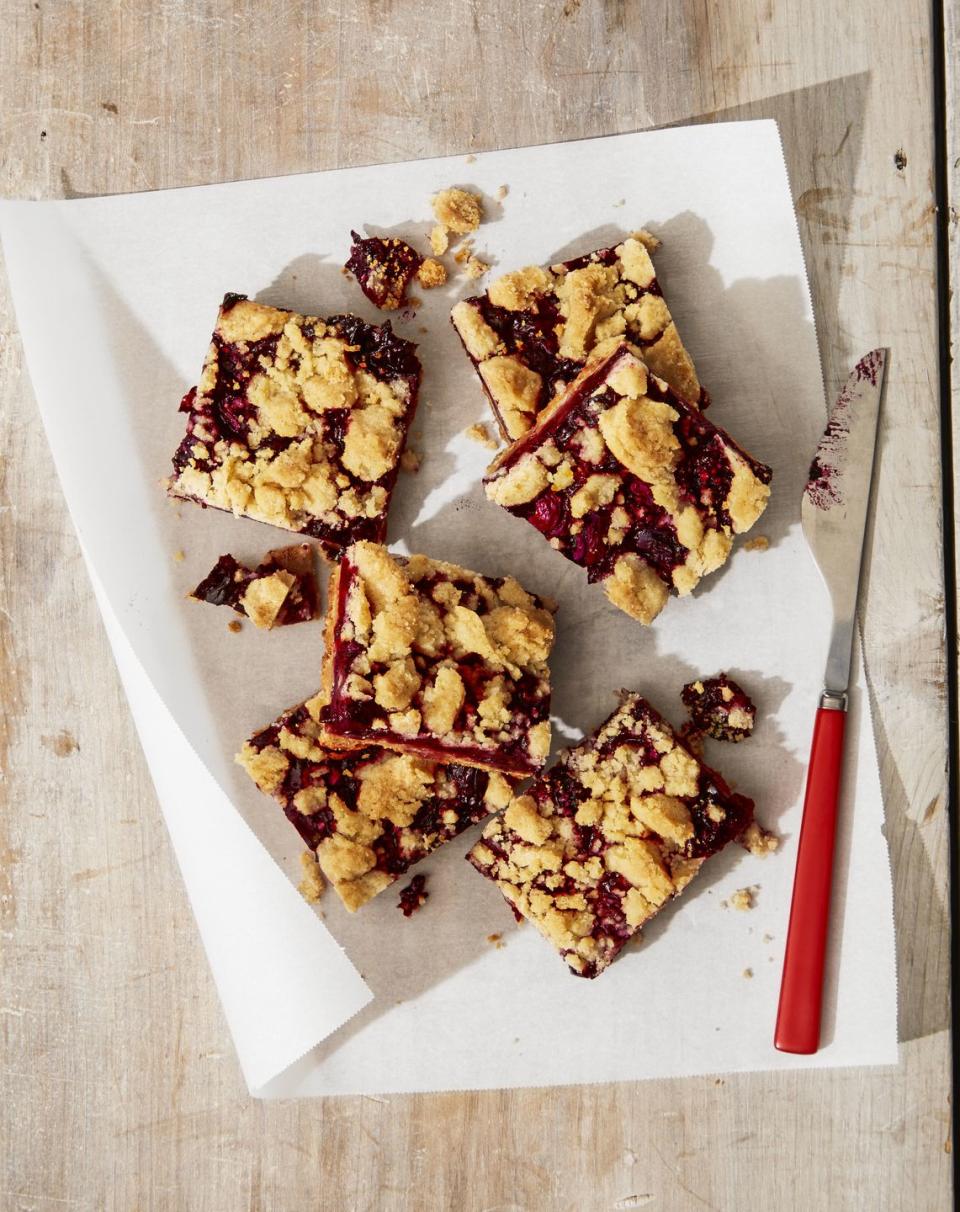 <p>These crumbly blueberry bars are basically like portable pieces of pie heaven.</p><p><em><a href="https://www.goodhousekeeping.com/food-recipes/a39331/maine-blueberry-crumb-bars-recipe/" rel="nofollow noopener" target="_blank" data-ylk="slk:Get the recipe for Maine Blueberry Bars »;elm:context_link;itc:0;sec:content-canvas" class="link ">Get the recipe for Maine Blueberry Bars »</a></em> </p>