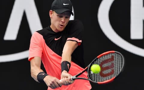 Edmund strikes a backhand - Credit: AFP