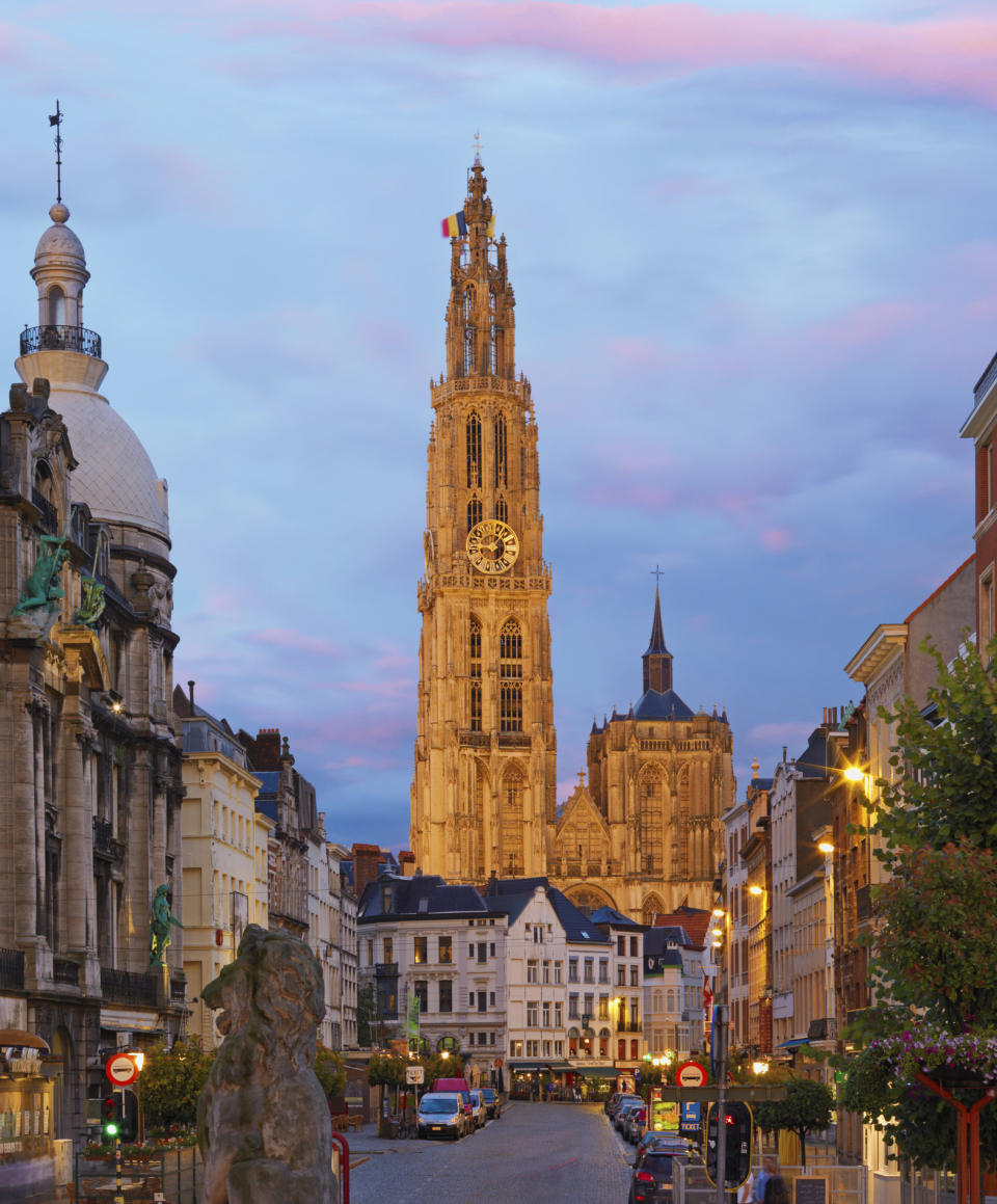 A cathedral at dusk.