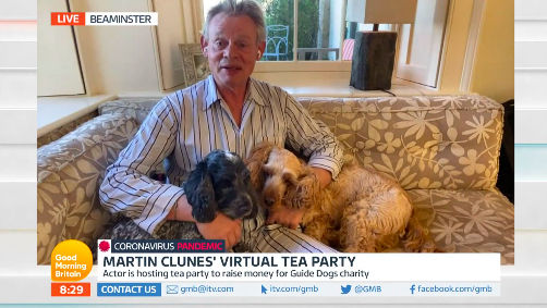 Martin Clunes in pyjamas on 'Good Morning Britain'. (ITV)