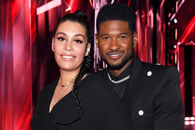 <p>Kevin Mazur/Getty</p> Usher and wife Jennifer Goicoechea