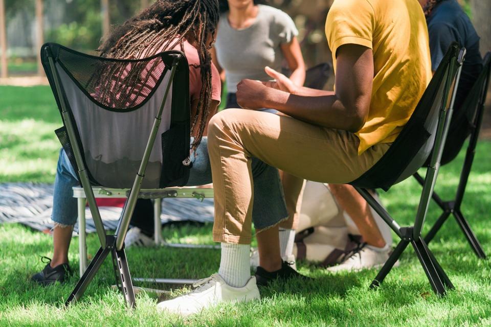 CLIQ's bottle-sized portable camping chairs make great spur-of-the-moment seating on the go.