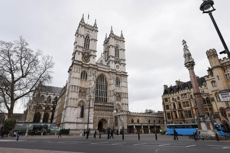 Westminster Abbey from across a road