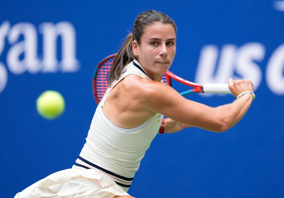 Sept. 1: Emma Navarro hits to Coco Gauff during their Round of 16 match.