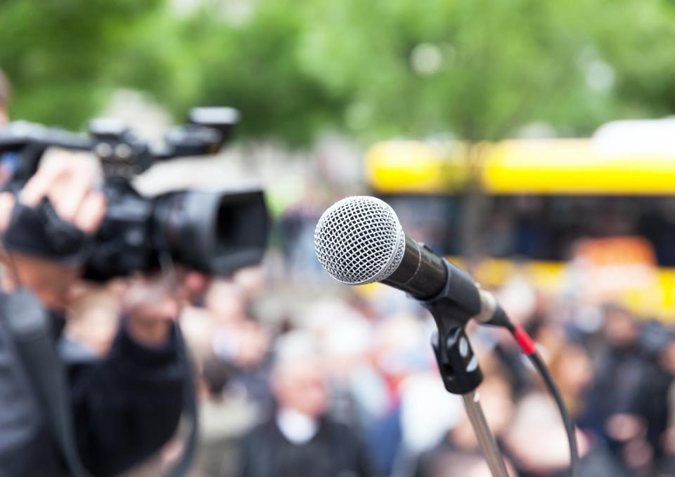 <span class="caption">Dangerous speech is a toxic brew of emotion and age-old tropes.</span> <span class="attribution"><a class="link " href="https://www.gettyimages.com/detail/photo/microphone-in-focus-against-blurred-crowd-filming-royalty-free-image/874840118" rel="nofollow noopener" target="_blank" data-ylk="slk:Mihajlo Maricic / iStock via Getty Images Plus;elm:context_link;itc:0;sec:content-canvas">Mihajlo Maricic / iStock via Getty Images Plus</a></span>