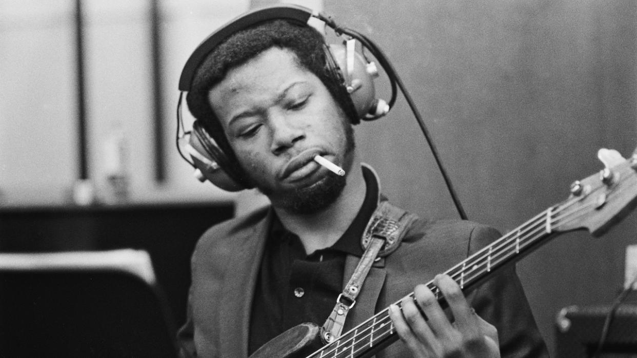  American bass guitarist Jerry Jemmott during the recording session of Aretha Franklin's studio version of song 'The Weight' which was included in Franklin's album 'This Girl's in Love with You' at Atlantic Studios, New York City, US, 9th January 1969. . 