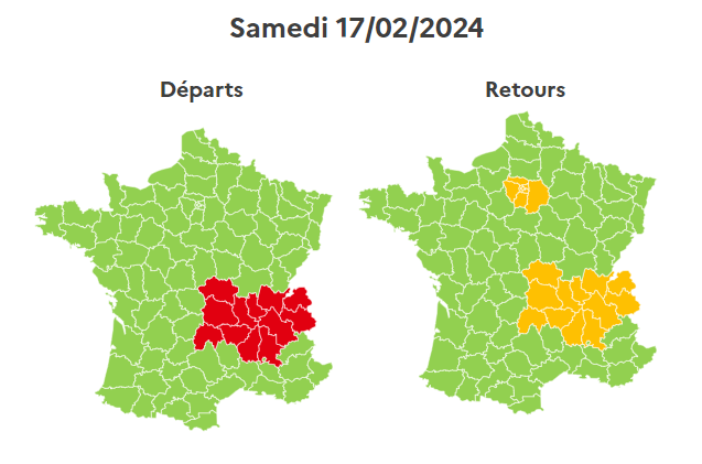 Les prévisions de Bison futé pour samedi 17 février