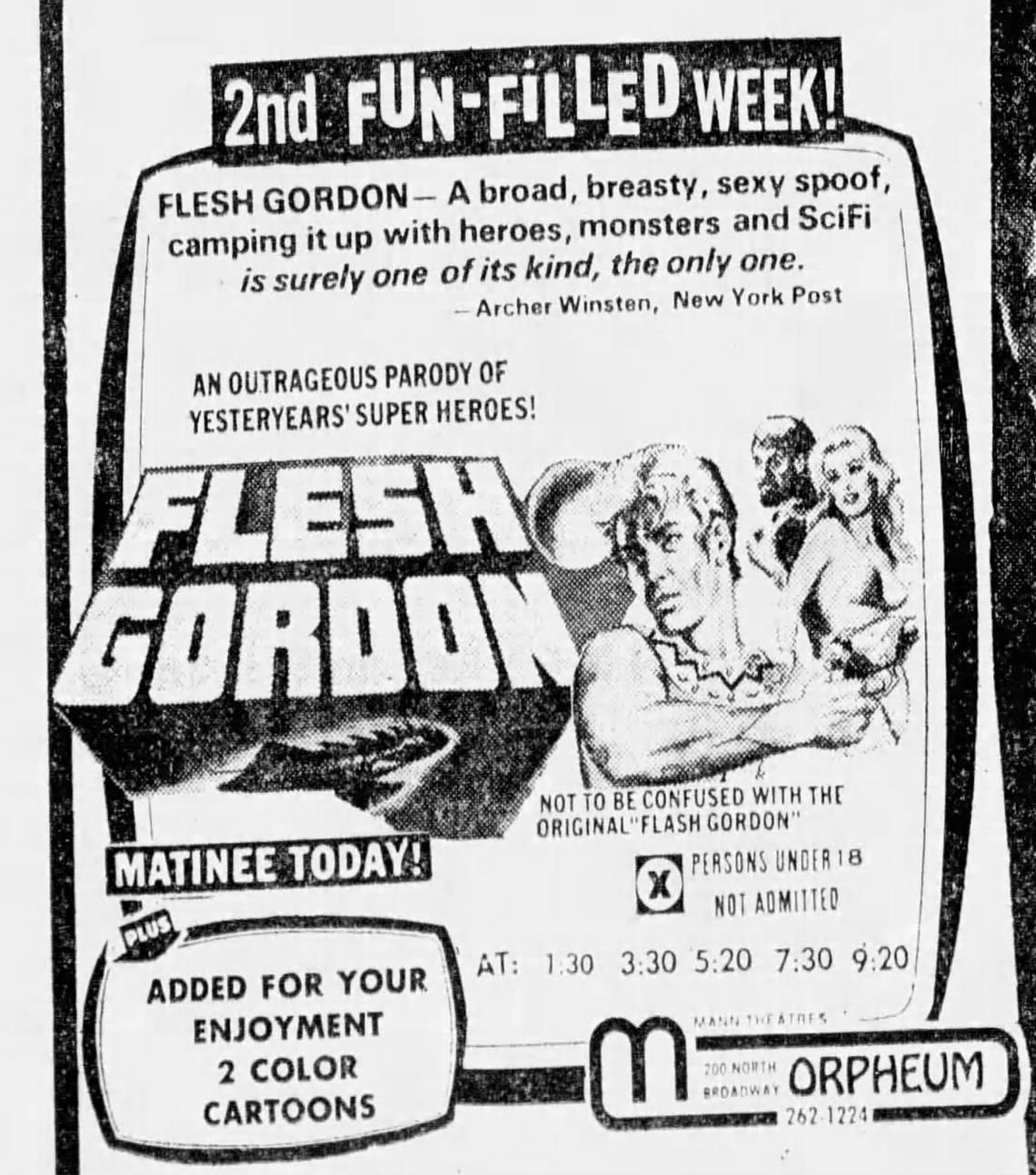 A 1975 ad for an X-rated film being shown at The Orpheum File photop