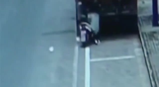 CCTV footage has captured a woman's dramatic crash in China.