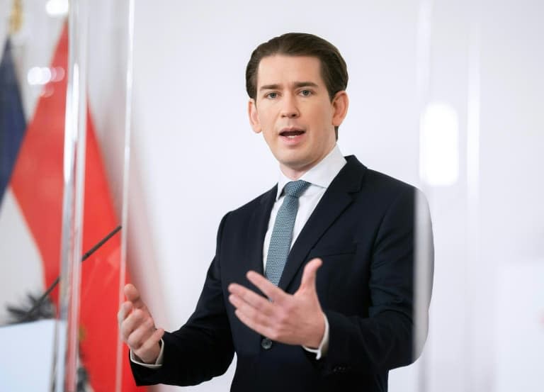 Le chancelier autrichien Sebastian Kurz le 17 janvier 2021 lors d'une conférence de presse gouvernementale à Vienne faisant le point sur la situation liée à la pandémie de Covid-19 en Autriche  - GEORG HOCHMUTH © 2019 AFP