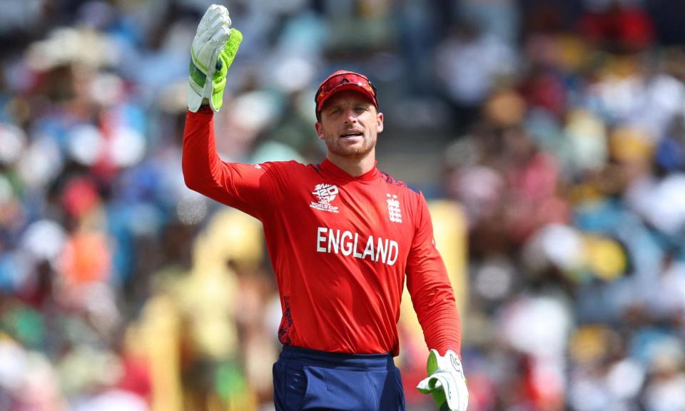 <span>Jos Buttler says ‘there’s still lots of confidence in this group’ before England’s crucial T20 World Cup fixtures against Namibia and Oman.</span><span>Photograph: Ash Allen/Reuters</span>