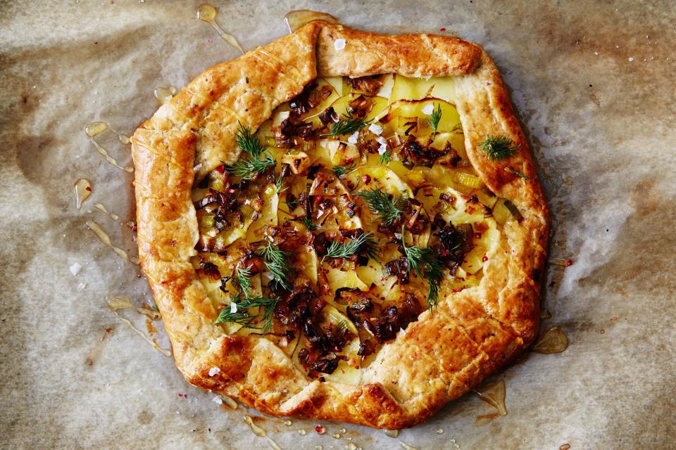 Leek and Potato Galette With Pistachio Crust