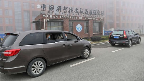 PHOTO: Members of the World Health Organization (WHO) team investigating the origins of the COVID-19 coronavirus, arrive at the Wuhan Institute of Virology, Feb. 3, 2021, in Wuhan in China's central Hubei province. (Hector Retamal/AFP via Getty Images)