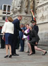 <p>Prime Minister Theresa May’s awkward curtsy to the Duke of Cambridge (PA) </p>