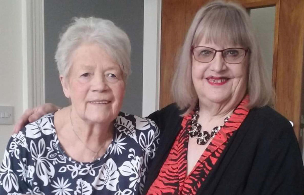 A pair of childhood friends have reunited after losing contact over five decades ago, pictured Mavis Macleod (left) and Eileen Tiffitt (left). (Caters)