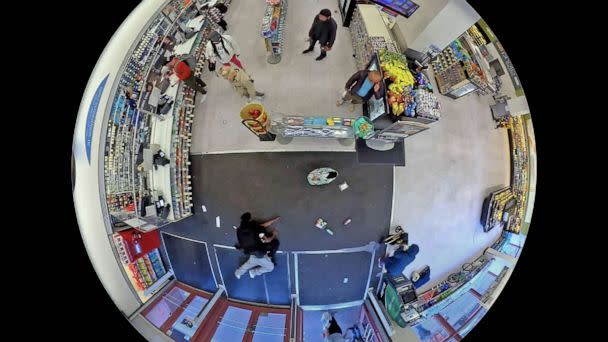 PHOTO: An image taken from surveillance video released by the San Francisco District Attorney's Office shows the moments before a Walgreens security guard fatally shot an alleged shoplifter on April 27, 2023. (San Francisco District Attorney's Office)