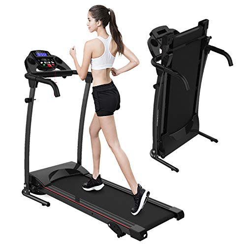 SHAREWIN Smart Folding Treadmill with Manual Incline, LCD Display， Easy Assembly Fitness Moto…