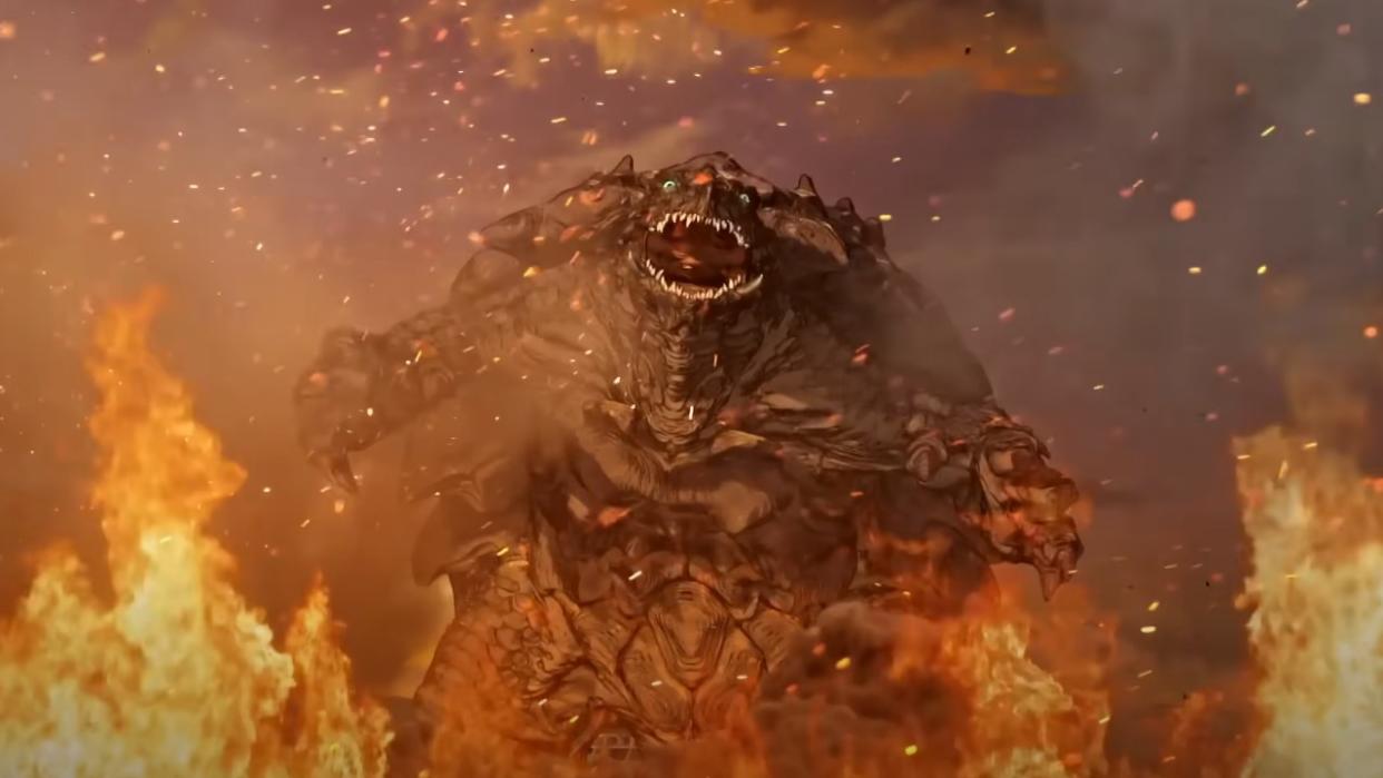  Gamera inside flames in Gamera Rebirth. 