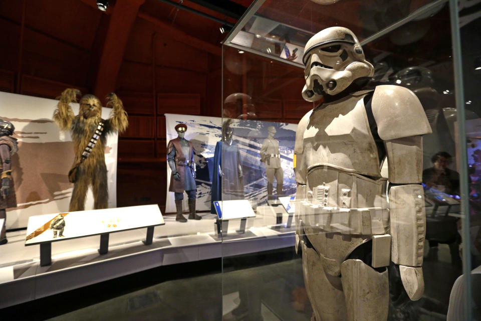 A stormtrooper costume. (AP Photo/Elaine Thompson)