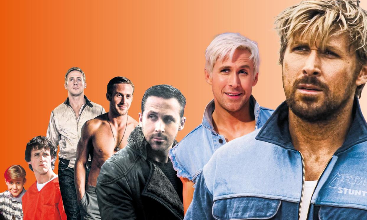 <span>‘What Ryan has is a lack of insecurity about teasing himself, his stardom and his masculinity.’</span><span>Composite: Guardian Design; Album; Kobal; Allstar; Shutterstock; Warner Bros; Entertainment Pictures; Alamy</span>