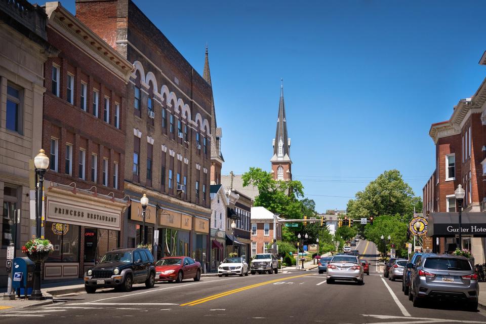 The main part of town in Frostburg, in Western Maryland