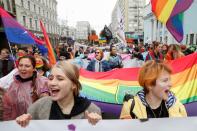 Participants take part in the Equality March, organized by the LGBT+ community in Kyiv