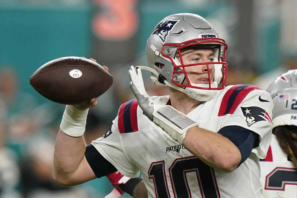 New England Patriots quarterback Mac Jones was the most successful first-year QB in the 2021 NFL draft, but it's too soon to worry about the rest of the picks at the position. (AP Photo/Lynne Sladky)