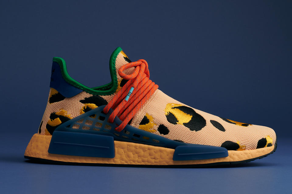 Pharrell x Adidas Originals Hu NMD “Animal Print” in amber. - Credit: Courtesy of Adidas